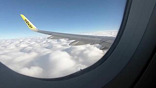 Public airplane handjob and blowjob - lexi aaane