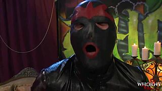 Whornyfilms police officer in a hardcore threesome with a masked guy at work