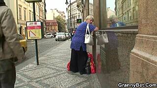 big tits blonde granny rides his hard dick