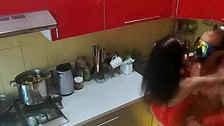 Hidden cam catches rough kitchen sex with milf.