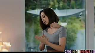 Lesbian masseuse receives intense pussy fingering from young brunette