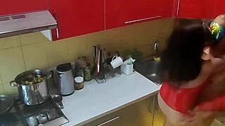 Hidden cam catches rough kitchen sex with milf.