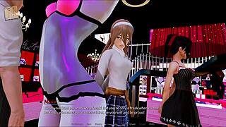 I explore the harem hotel in this game.