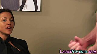 cfnm boss had him stripped in the office. she taunted and measured that loser with cold precision.