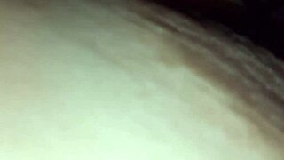 Enjoying latte from brunette's balloon-like natural tits