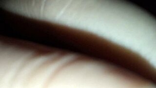 Enjoying latte from brunette's balloon-like natural tits