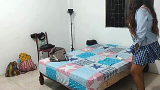 Man, this 18-year-old student whore is insanely hot in uniform!