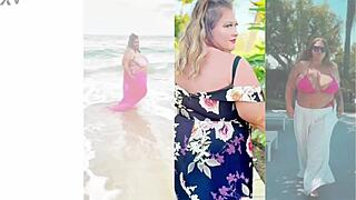 Fat Blonde BBW MILF Plays with Ass and Pussy in Trailer