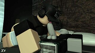 roblox girl sneaks into bedroom for late-night blowjob on sleeping boyfriend's cock. she couldn't resist the fun!