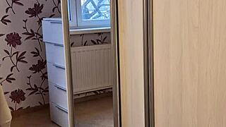 i hid in the wardrobe but got a blowjob from young couple in roleplay