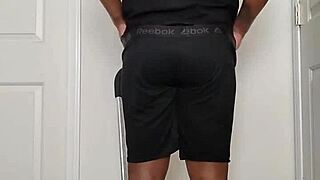 Early morning solo undressing to spread buttocks open