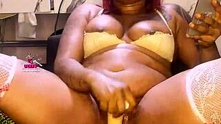 Ugly Gal Squirts While Masturbating with Dildo