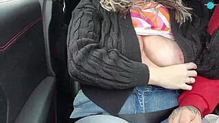 dirty husband gets blowjob in car