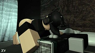 roblox girl sneaks into bedroom for late-night blowjob on sleeping boyfriend's cock. she couldn't resist the fun!