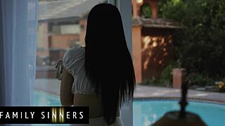 Stepsis drowns sorrows on stepbro's cock after cheating discovery