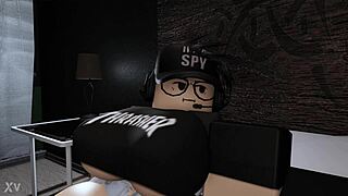 roblox girl sneaks into bedroom for late-night blowjob on sleeping boyfriend's cock. she couldn't resist the fun!