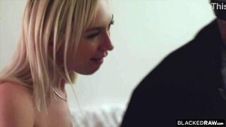 tiny blonde takes monster bbc on camera