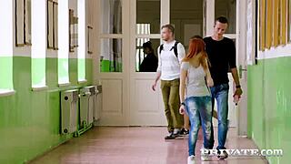 Private com - lesbian threesome in the restroom with toys