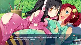 sakura gamer explores clover ending in lesbian adventure