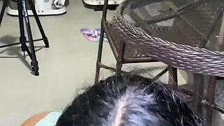 Big-titted Brazilian babe takes crooked cock eagerly