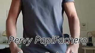 Pervy papifachero stays warm in winter by rubbing his bulge in n2n shorts and pink thong