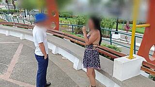 beautiful lady waits for boyfriend at mall, stranger invites her home for monster cock doggystyle fucking.