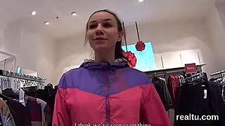 Stellar Czech girl seduced in store, clothes torn, blowjob POV
