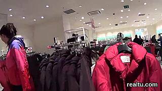 Stellar Czech girl seduced in store, clothes torn, blowjob POV