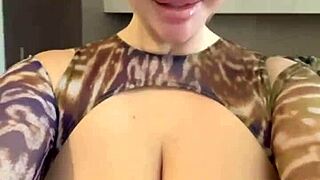 Spilling Water on My Wet Big Natural Tits