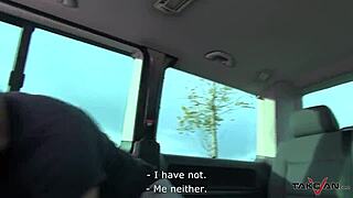 AMATEUR WITH TATTOOED WET PUSSY RIDES FOR RIDE HOME, GETS CUMSHOT IN MOUTH