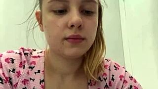 Extreme masturbating in the locker room with dildo