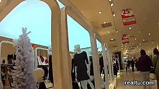 Stellar Czech girl seduced in store, clothes torn, blowjob POV