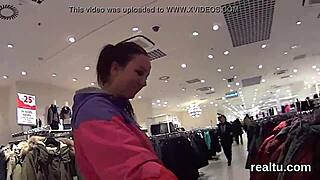 Stellar Czech girl seduced in store, clothes torn, blowjob POV
