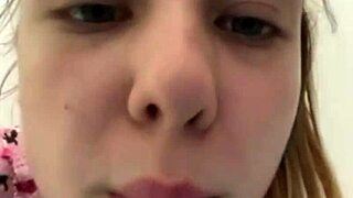 Extreme masturbating in the locker room with dildo