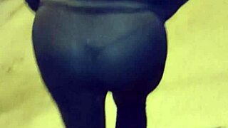 madura streetwalker in transparent leggings flashing her thong