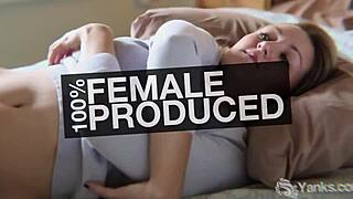 Naughty brunette yanks Janessa's teddy bear. Humps to climax.