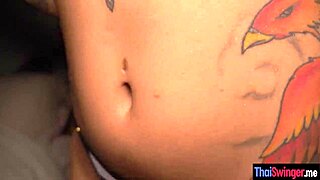 Hot Half-Asian Everylin Displays Tattoos During Intense Amateur Fucking