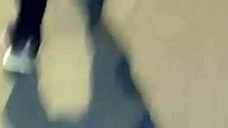 madura streetwalker in transparent leggings flashing her thong