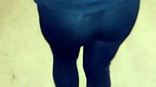 madura streetwalker in transparent leggings flashing her thong