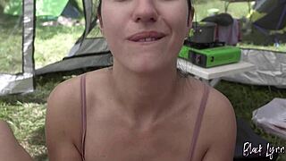 Ever tried a risky blowjob during camping with no one around?