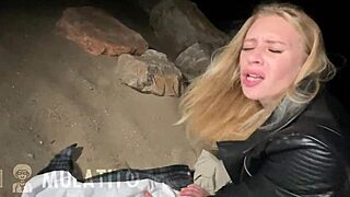 Fucking beautiful blonde Nikki Riddle on the beach.