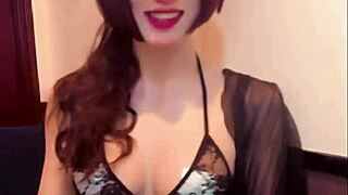 Stunning Busty Japanese Crossdresser Masturbates Live on Stream