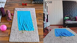 Double Heat! Dual Cam Naked Yoga Session Shows Curvy Milf Spreading Wide!