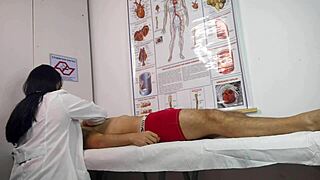 enfermeira handles her first patient with a massive erection in wild action!