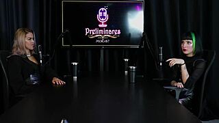 gothic carol demonstrates blowjob and gets tits sucked in sheer red lingerie