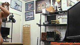 Watch the bigtitted amateur in glasses fuck a guy at the pawnshop!