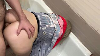 Stepmom’s Wide Hips Spread for Bathroom Anal Pounding