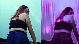 beautiful brunette dancing with big ass in homemade funk