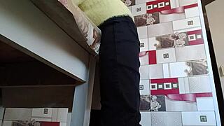 stepsister masturbates solo with intense multiple orgasms in jeans