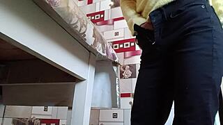 stepsister masturbates solo with intense multiple orgasms in jeans